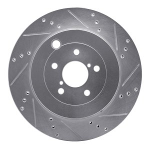 Subaru BRZ Brake Rotor (1) - Rear Right - R1 Concepts - Drilled & Slotted - Silver - `17-`25